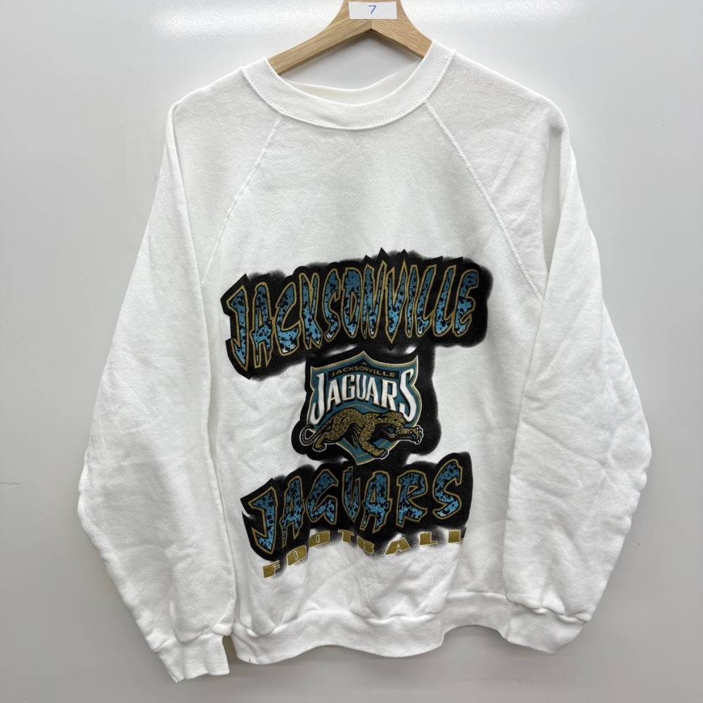 Vintage Jacksonville Jaguars Sweatshirt Mens Large White Pullover NFL Football